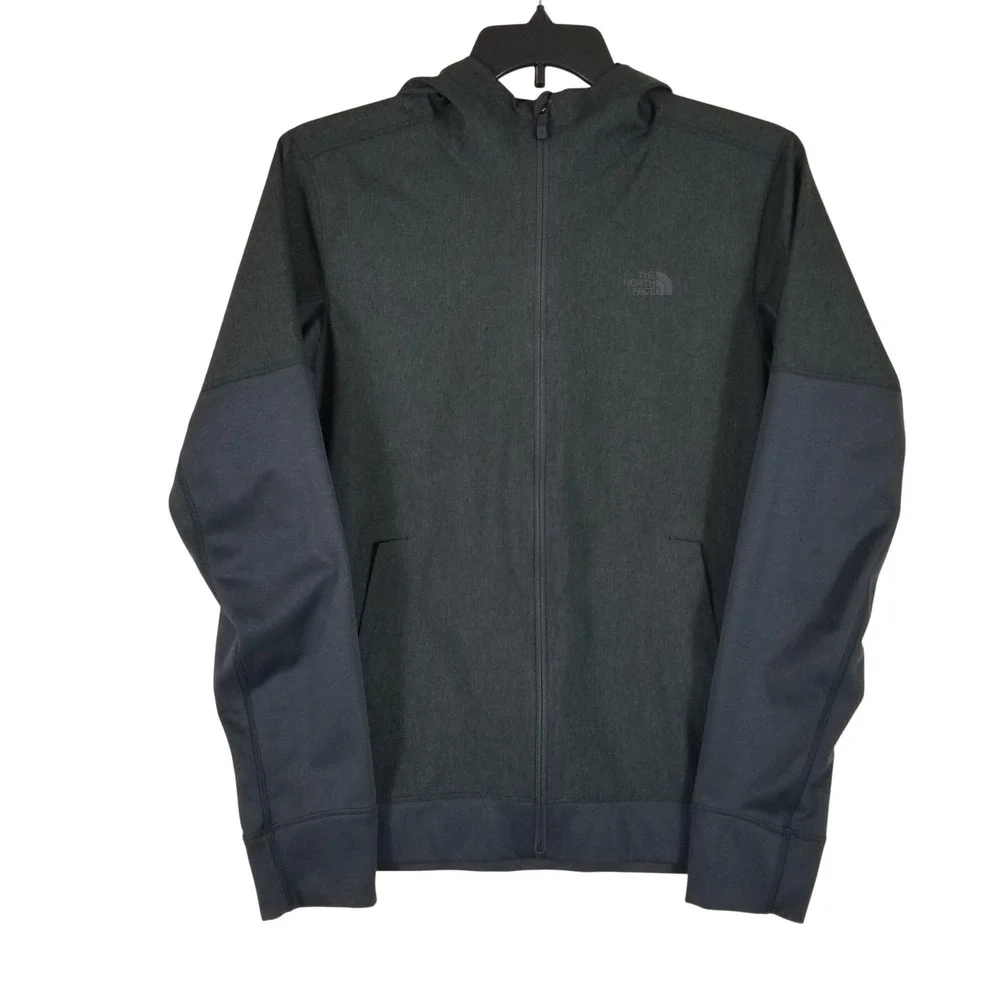 The North Face Hoodie Mens Medium Charcoal Gray Black Full Zip Tech Jacket